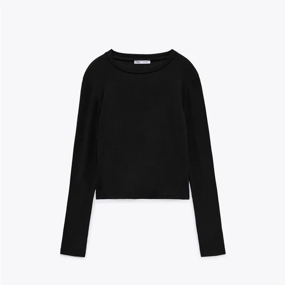 ZARA BLACK LONG SLEEVE T SHIRT - Picture 4 of 7
